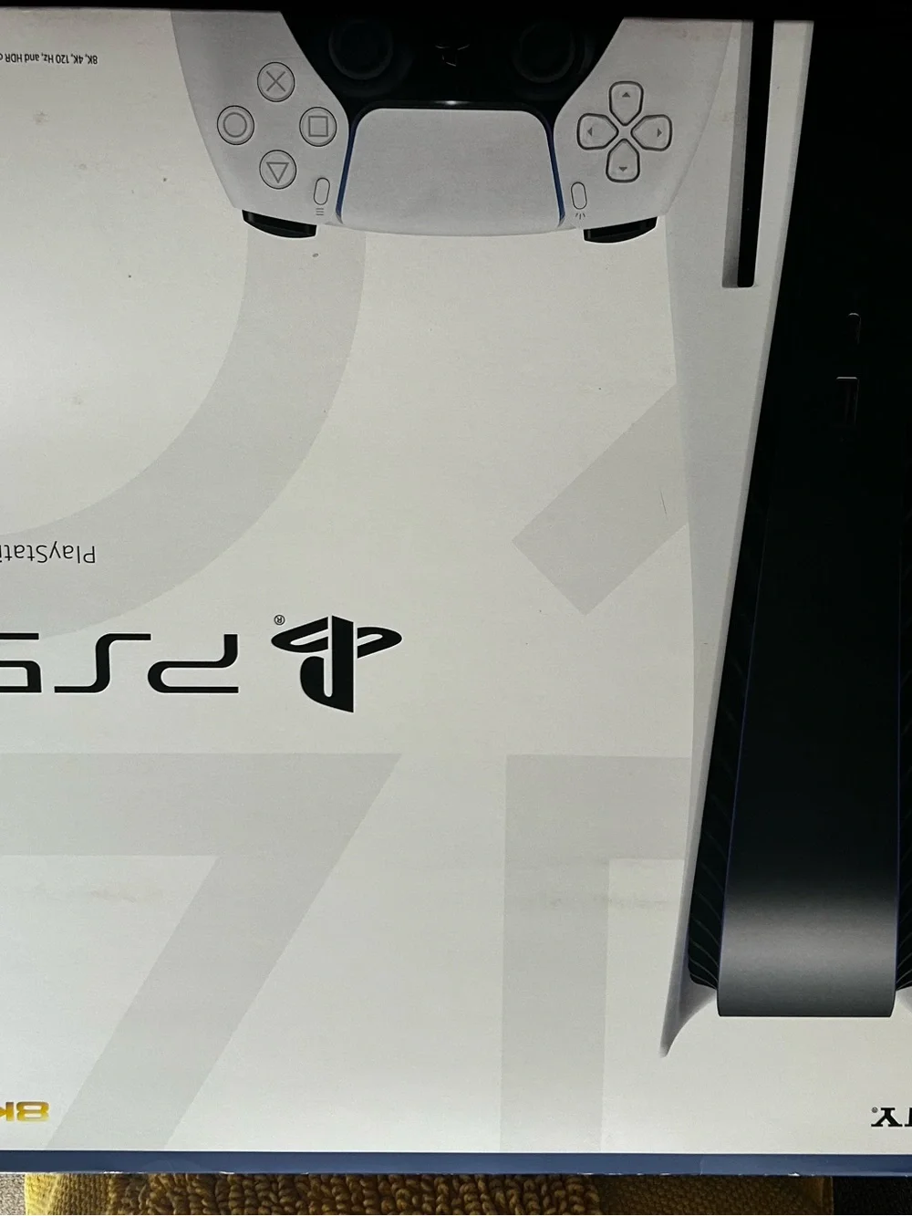 Sony PlayStation 5 Box with White and Black Console Graphics